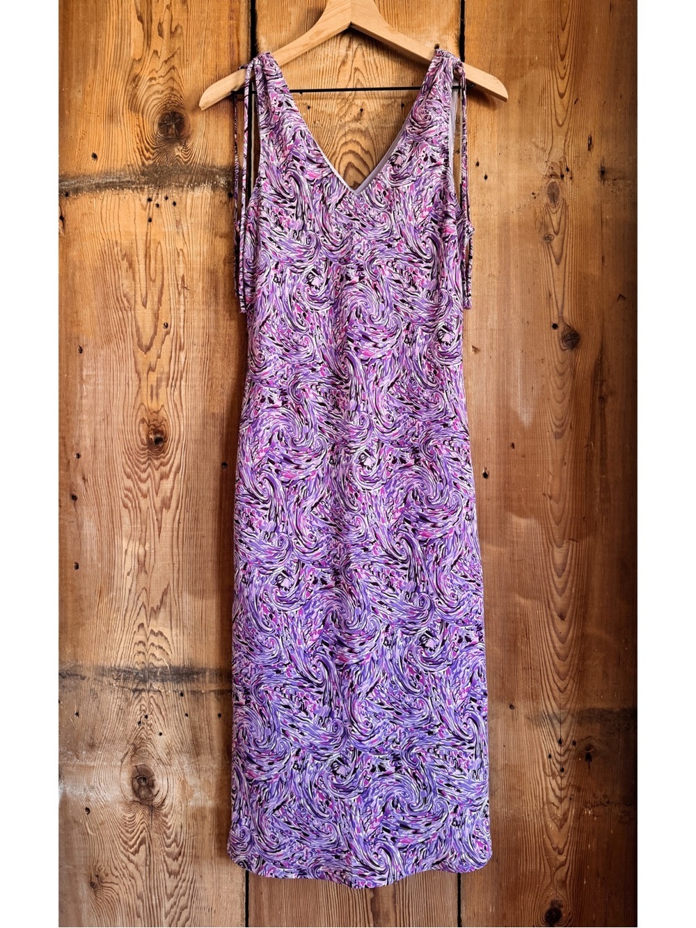 Sz 11 Y2K Jonathan Martin Psychadelic Purple Spaghetti Strap Midi Dress EUC